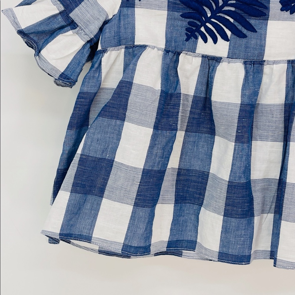 Tartine et Chocolat Blue and White Gingham Blouse Top Girls Size 3T - Picture 5 of 10